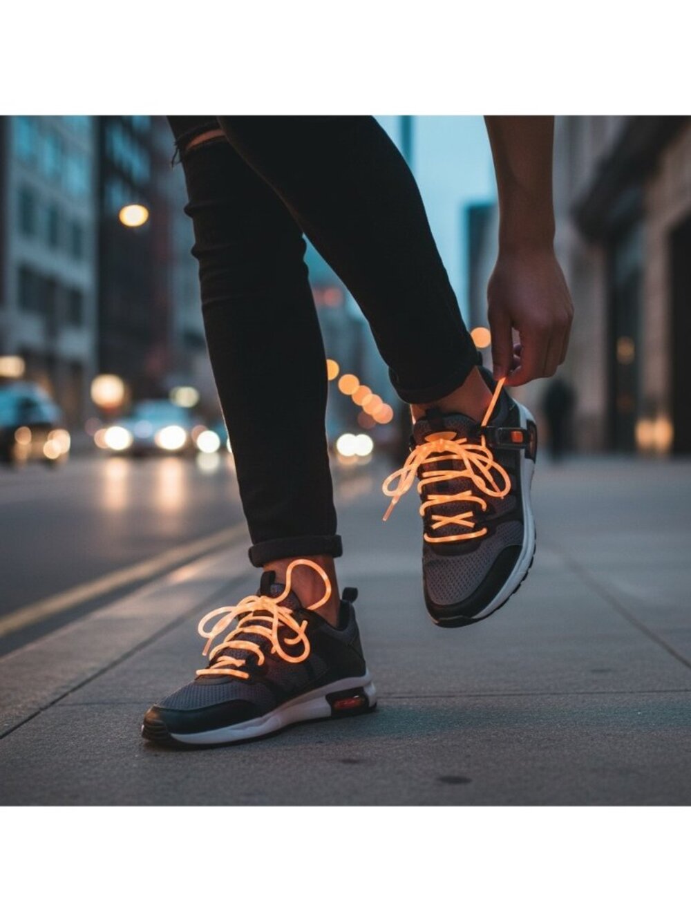 1 Pair Flashing Shoe Laces - Orange Light
